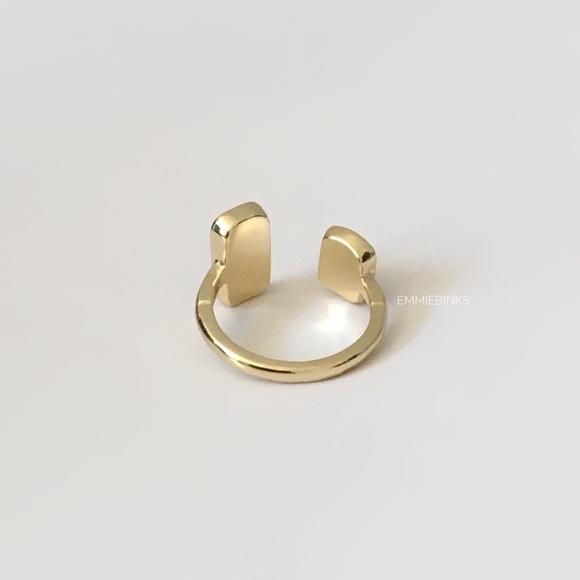 đź’Ą3for$28 New 2 Tone Art Deco Open Cuff Statement Ring Vertical Adjustable - Picture 5 of 8